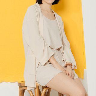 Set: Double-breasted Blazer + Camisole Top + Shorts