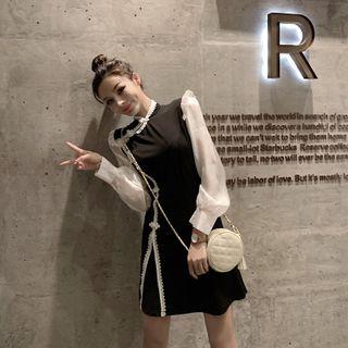 Long-sleeve Two Tone Qipao Dress