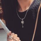 Faux Pearl Key Pendant Necklace
