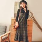 Knit Top / Plaid Jumper Dress