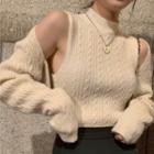 Set: Sleeveless Knit Top + Long-sleeve Shrug