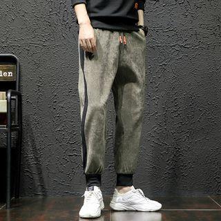 Contrast Trim Corduroy Harem Pants