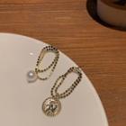 Faux Pearl Earring 1 Pair - Silver & White - One Size