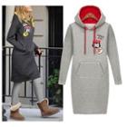 Hooded Applique Pullover Dress