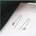 Sterling Silver Asymmetrical Cz Threader Earring 1 Pair - Asymmetric - Silver - One Size