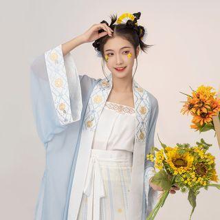 Long-sleeve Hanfu Top / Maxi A-line Skirt / Jacket