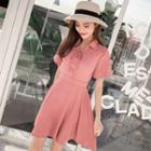 Plain Short-sleeve A-line Shirtdress