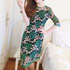 Floral 3/4-sleeve Sheath Dress