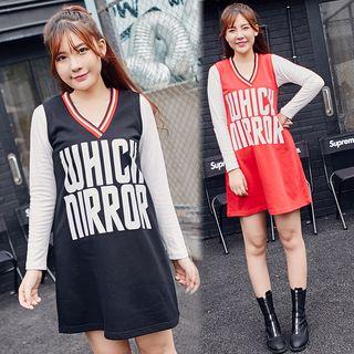 Set: Long-sleeve T-shirt + Sleeveless Lettering Dress