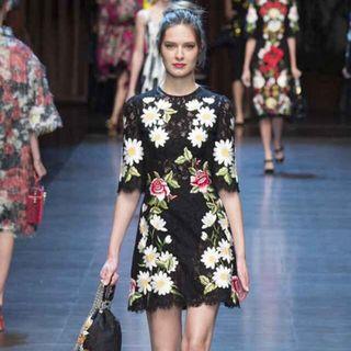 Floral Embroidered Short-sleeve Dress