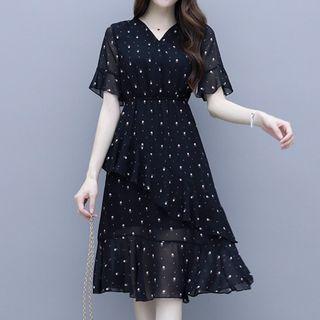 V-neck Polka Dot Cake Dress