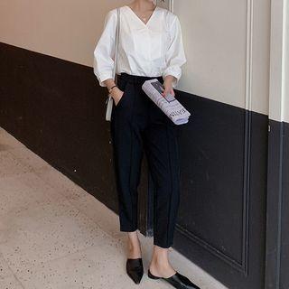 Set: 3/4-sleeve Shirt + Cropped Dress Pants