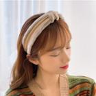 Fluffy Panel Faux Leather Knot Wide Headband