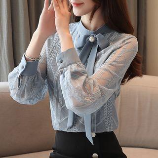 Bow Neck Lace Blouse
