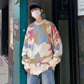 Camouflage Distressed Sweater
