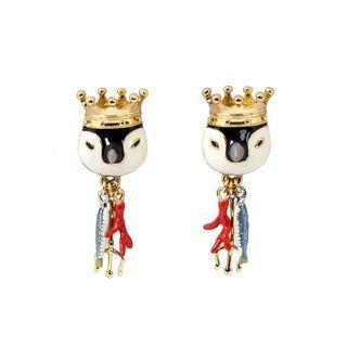 Fashion And Elegant Plated Gold Enamel King Penguin Earrings Golden - One Size