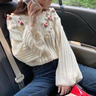 Floral Cardigan Off-white - One Size
