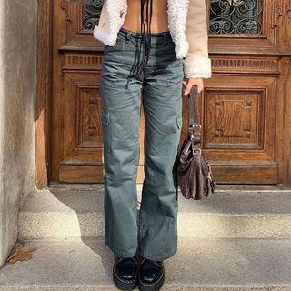 Low Rise Straight-fit Cargo Wide-leg Pants