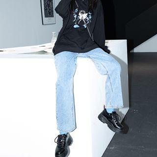 Paneled Straight-cut Jeans