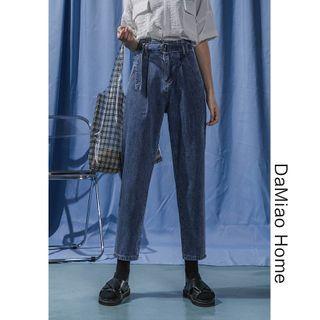 Paperbag High-waist 9/l Harem Jeans With Belt