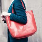 Faux Leather Tote Red - One Size