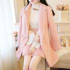 Set: Beaded Double-breasted Coat + A-line Skirt