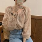 Puff-sleeve Embroidered Light Shirt As Shown In Figure - One Size