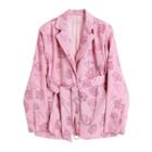 Rose Print Single-breasted Blazer With Chain Pink - One Size
