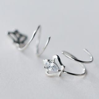 S925 Silver Rhinestone Crown Earrings