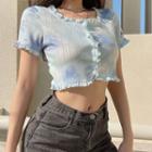 Short-sleeve Ruffle Crop T-shirt