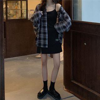 Strappy A-line Dress / Plaid Shirt / Set