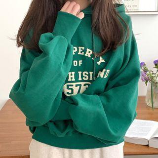 Raglan-sleeve Letter-printed Hoodie