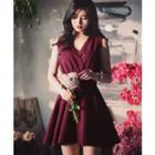 Sleeveless V-neck A-line Mini Dress