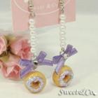 Sweet Purple Glitter Mini Donut Ribbon Pearl Earrings