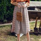 Belted Plaid A-line Skirt