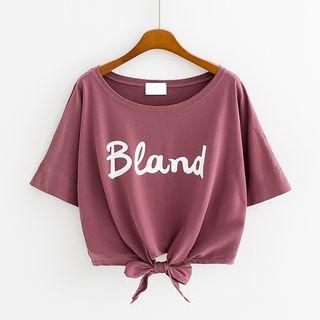 Printed / Embroidered Short-sleeve Cropped T-shirt