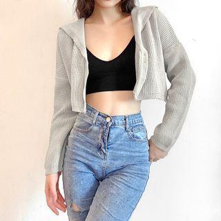 Button-up Hoodie Gray - One Size