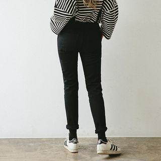 Kangaroo-pocket Slim-fit Jumper Pants