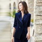 Double-breasted Velvet Blazer / Straight-cut Pants / Set