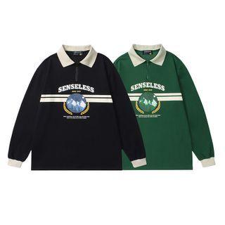 Printed Polo Neck Sweatshirt