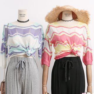 Lightweight Loose-fit Colorblock Knit Top