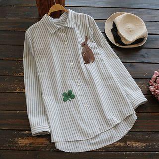 Striped Embroidery Blouse