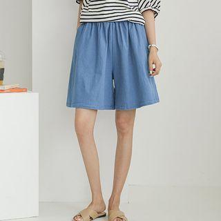Band-waist Flared Denim Skort