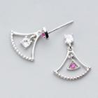 Non-matching 925 Sterling Silver Rhinestone Dangle Earring
