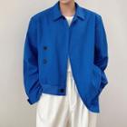 Asymmetrical Rhinestone Button-up Jacket