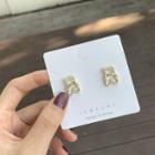 Bear Faux Pearl Earring 1 Pair - Gold & White - One Size
