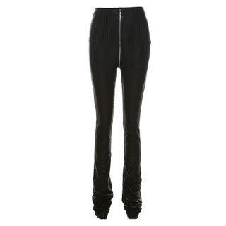 High-waist Lattice Zipped Skinny Pants