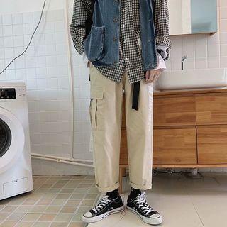 Lettering Straight-leg Cargo Pants