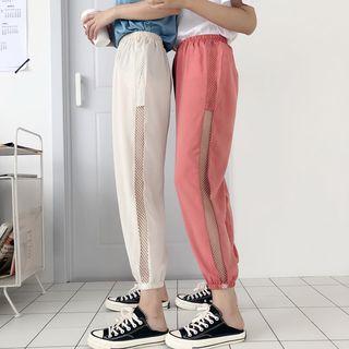 Mesh Panel Cropped Sweatpants