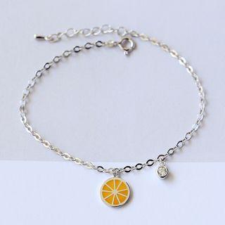 925 Sterling Sliver Rhinestone Citrus Bracelet 1pc - As Shown In Figure - One Size